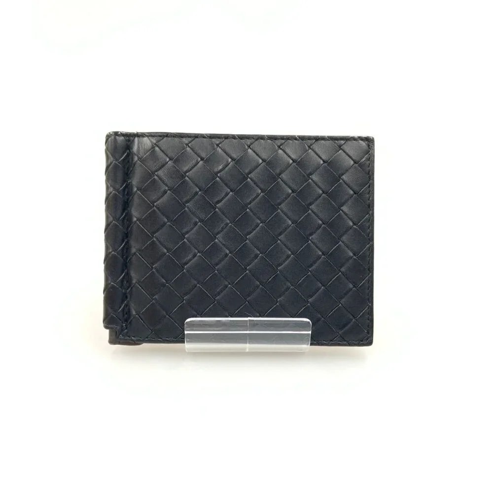Bottega Veneta Intrecciato Bifold Wallet with Money Clip Black